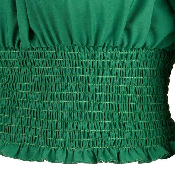 Green Off-Shoulder Smocked Top - Picture 6 of 7
